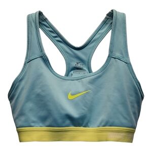 Nike Pro Women's Aqua and Yellow Dri-Fit Wireless Racerback Sports Bra - Size S